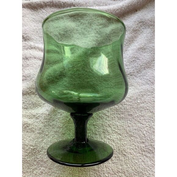 Unbranded Other - Vintage Green Glass Brandy Cognac Snifter 4 7/8” High